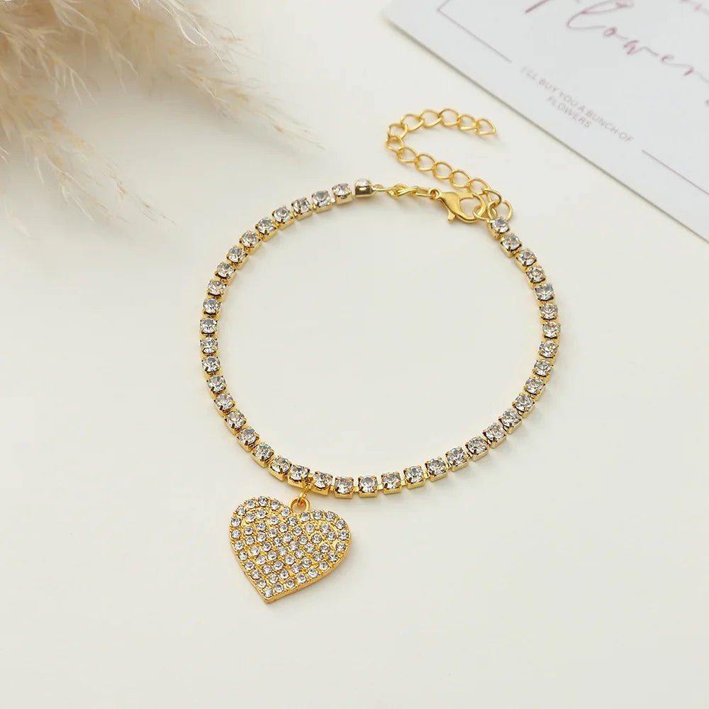Luxury Rhinestone Chain Anklet for Women – Shiny Crystal Ankle Bracelet | Elegant Foot Jewelry for Wedding & Party
