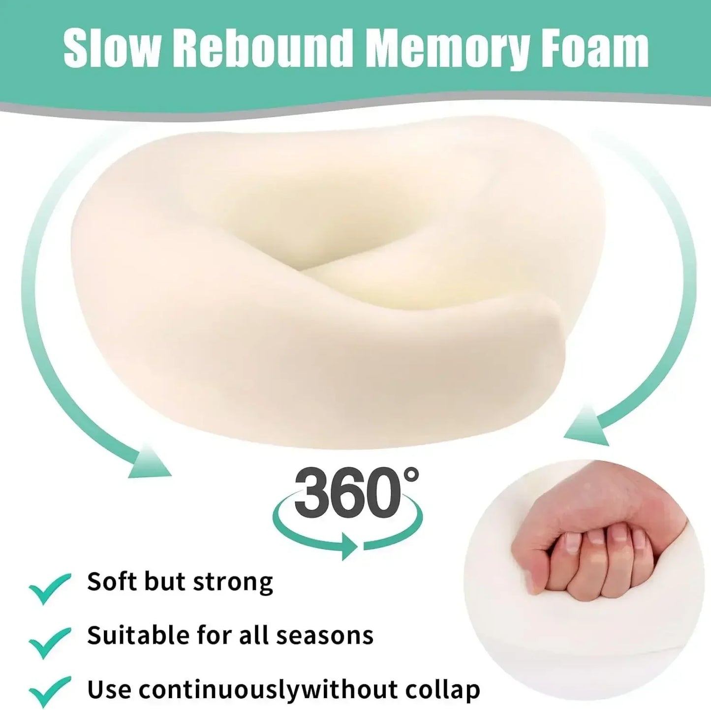 Ergonomic Memory Foam Travel Neck Pillow – Portable U-Shaped Snail Style for Airplane, Car, Office Nap & Home Use