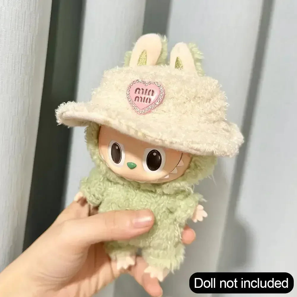 Labubu V1 V2 Idol Cute Doll Clothes – Fashion Sweater Outfit & Accessories | Pink & White Sitting Party Style
