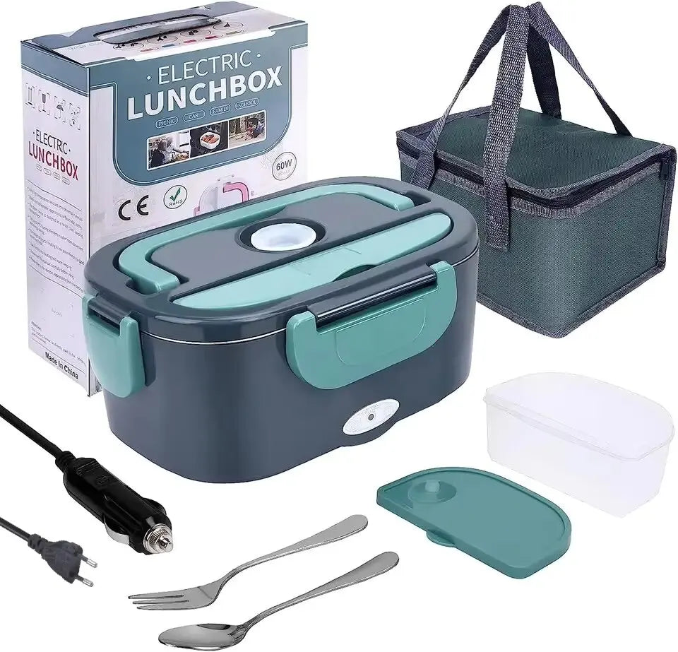 Electric Lunch Box Food Heater – Portable 2-Compartment Food Warmer for Car & Home, Leak-Proof, 110V/220V