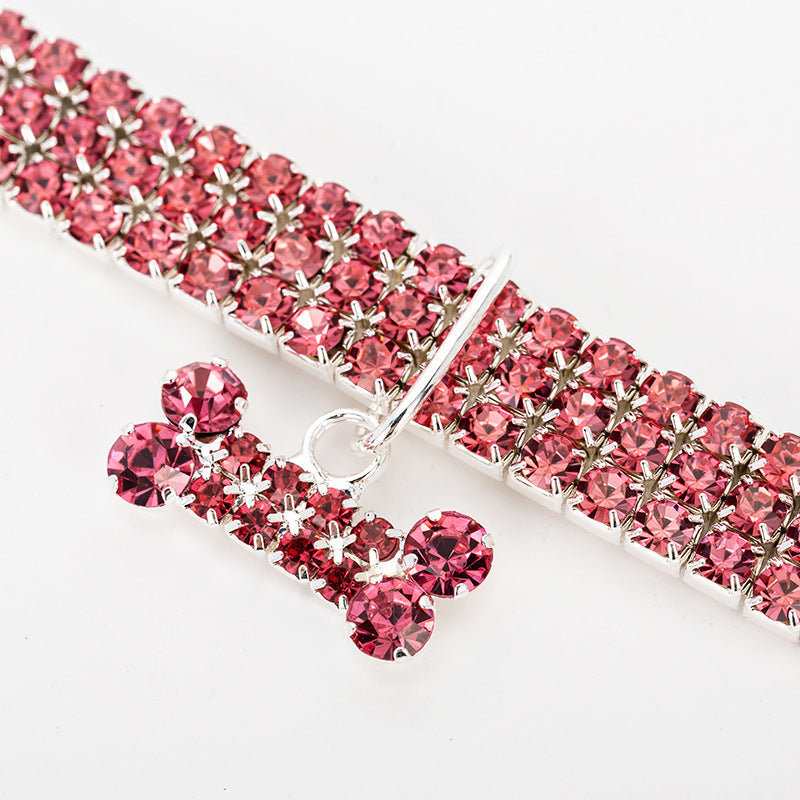 Explosive Manufacturers Pet Products Three-row Elastic Necklace Pet Collar Bones Dog Accessories Cross-border E-commerce