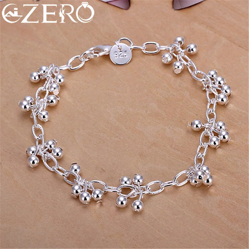 Elegant 925 Sterling Silver Charm Bead Bracelet – Fashion Wedding Jewelry for Women, Adjustable Chain Bracelet