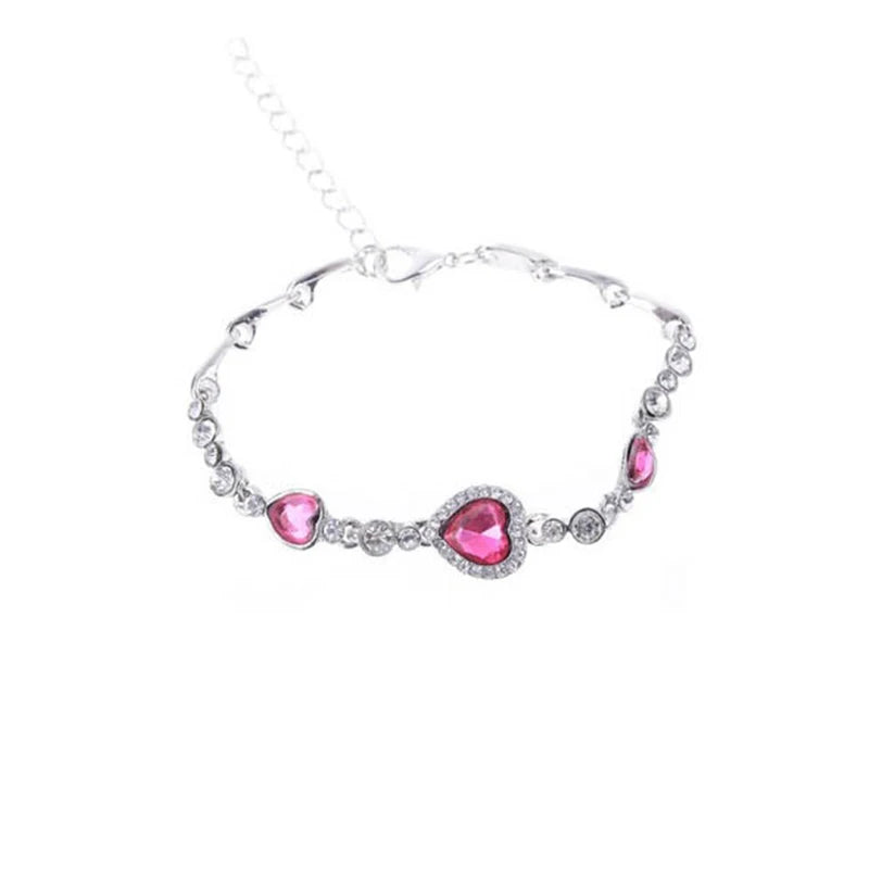 2025 New Female Luxury Lucky Bracelet For Women Blue Crystal Heart Charms Bracelet Bridal Wedding Engagement Fine Jewelry Gift