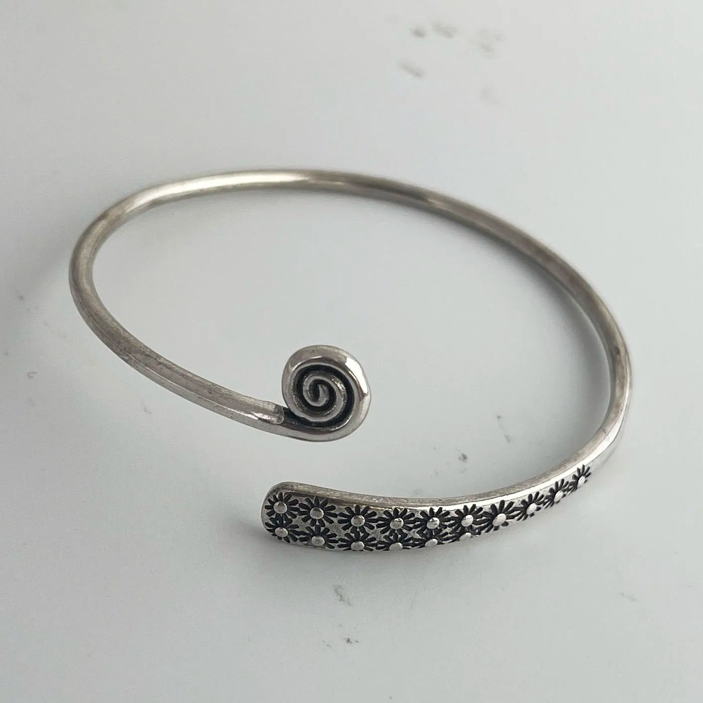 925 Sterling Silver Flower Pattern Bracelet – Unisex Vintage String Jewelry Gift