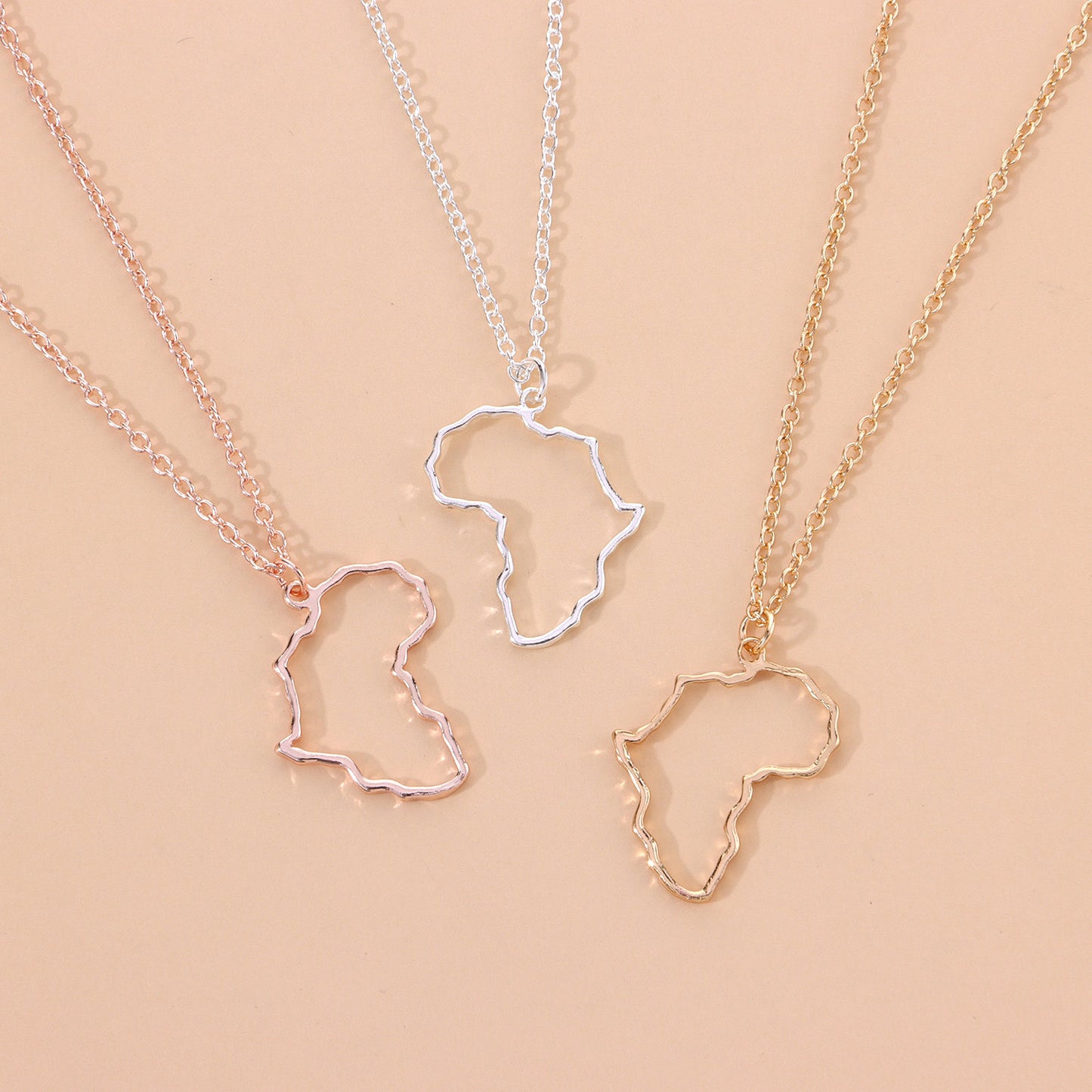European and American cross-border jewelry New Hollow Africa Map Pendant Necklace for Women Personalized Versatile Simple Fashion Necklace