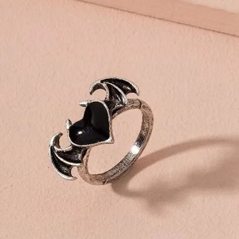 Korean Style Angel Wings Adjustable Ring – Silver Color Rhinestone Finger Jewelry for Women, Party & Birthday Gift