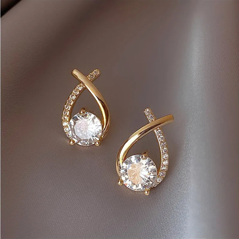 Shiny Micro-Inlaid Rhinestone Cross Stud Earrings – Geometric Fashion Earrings for Women | Daily & Party Wear