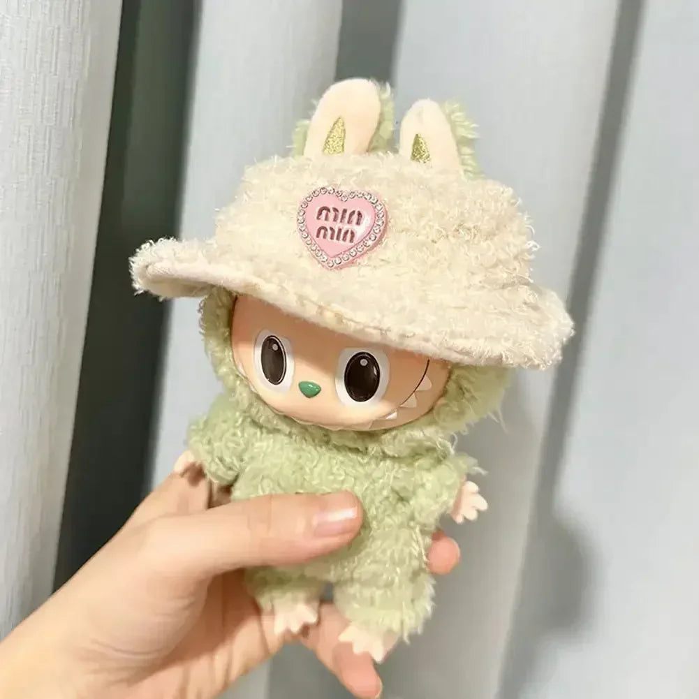 Labubu V1 V2 Idol Cute Doll Clothes – Fashion Sweater Outfit & Accessories | Pink & White Sitting Party Style