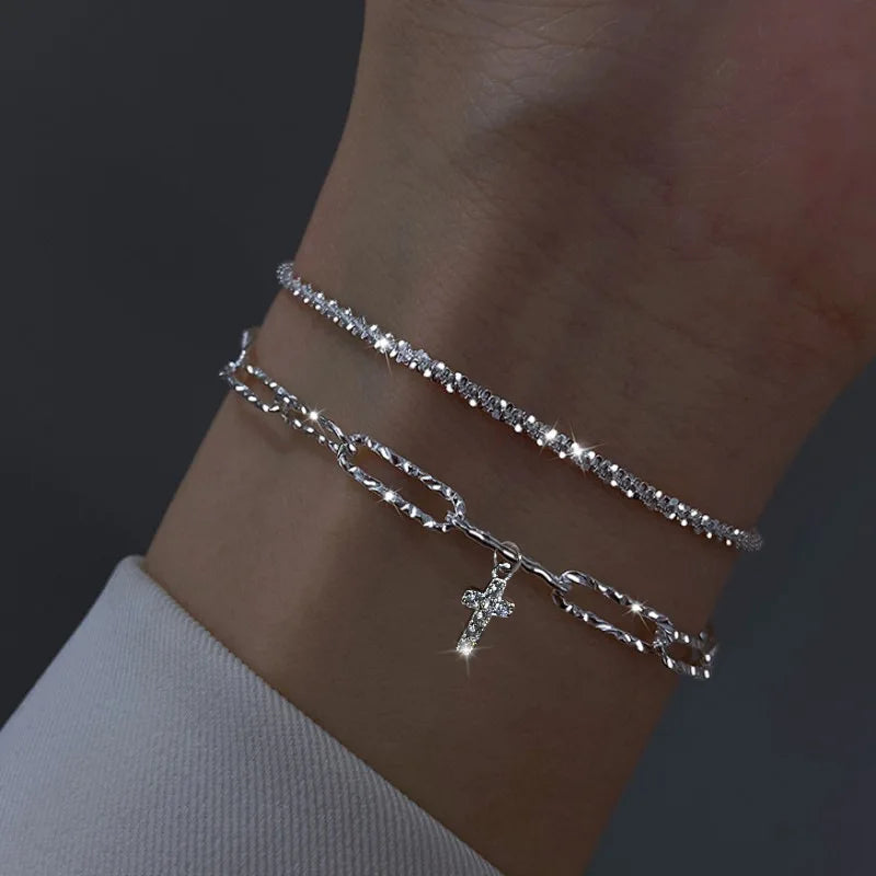 Fashion Silver Color Sparkling Adjustable Bracelets for Women Elegant Gypsophila Fine Bracelet New Party Jewelry Gifts