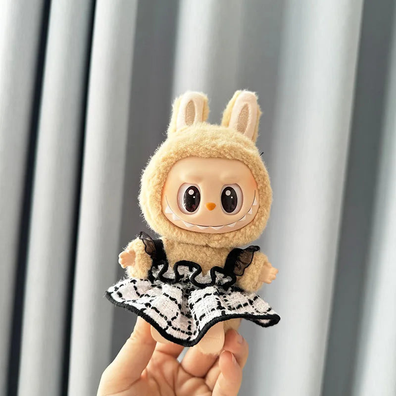 Cute Mini Bib Pants for Labubu Dolls – 17cm Idol Outfit Accessories for Sitting Party Style | Kpop EXO-Inspired Clothing