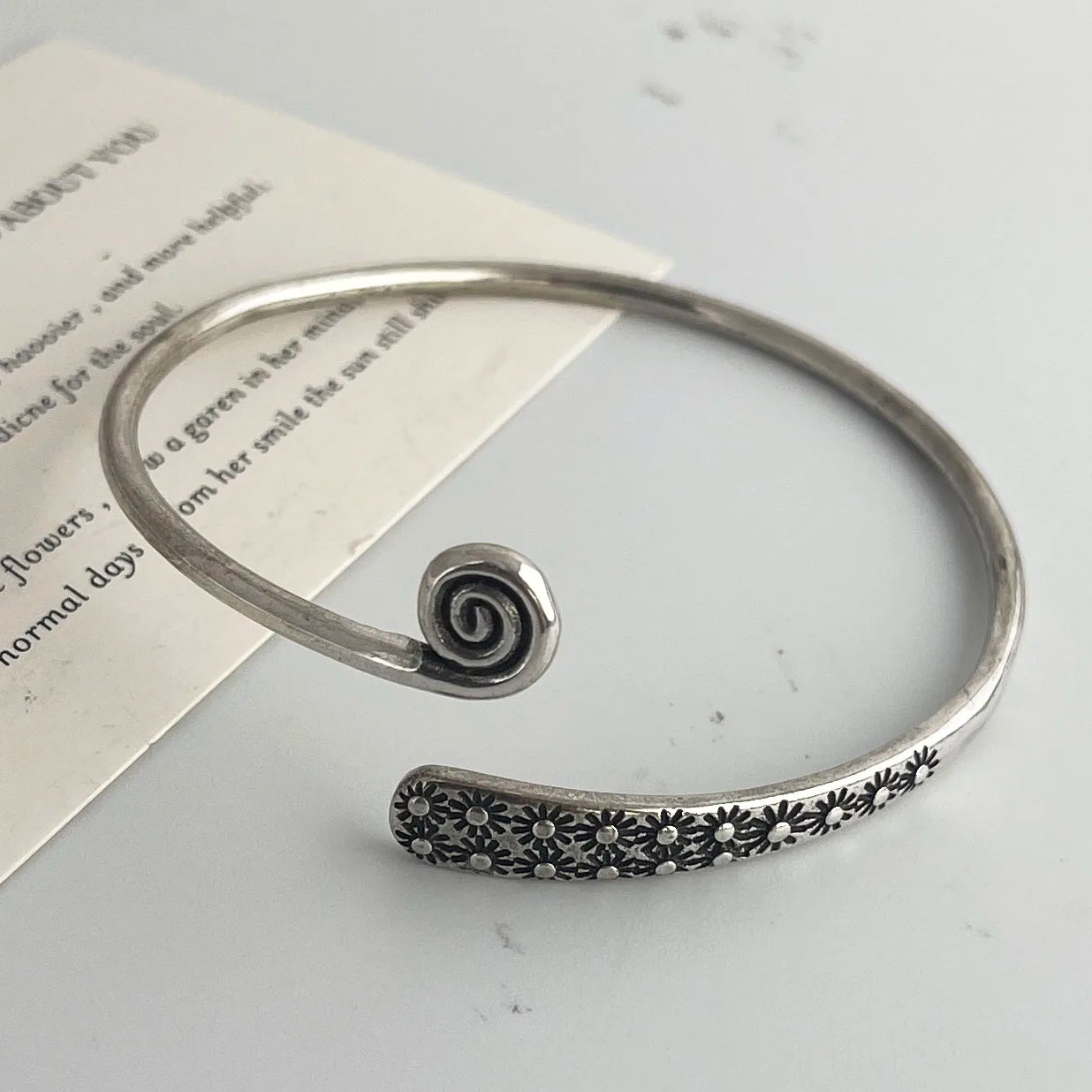 925 Sterling Silver Flower Pattern Bracelet – Unisex Vintage String Jewelry Gift