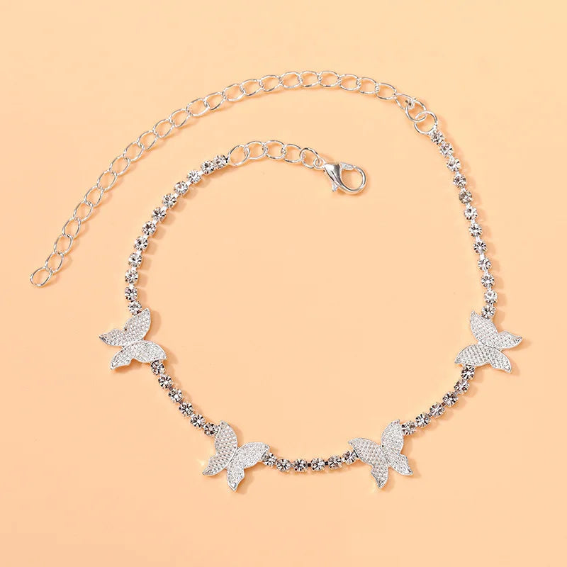 Luxury Rhinestone Chain Anklet for Women – Shiny Crystal Ankle Bracelet | Elegant Foot Jewelry for Wedding & Party
