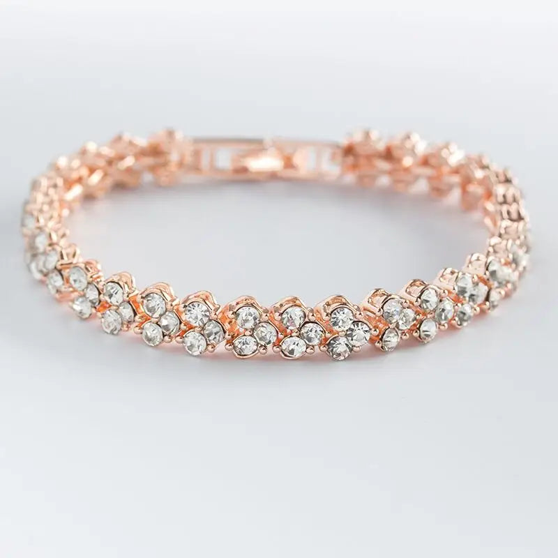 Silver Heart Charm Bracelet – Blue Crystal Lucky Pulsera for Women | Elegant Wedding & Gift Jewelry