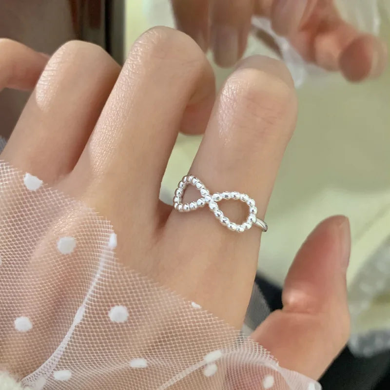 VENTFILLE 925 Sterling Silver Minimalism Cross Knot Thai Silver Rings Open Finger Ring For Women Men Jewelry Gifts
