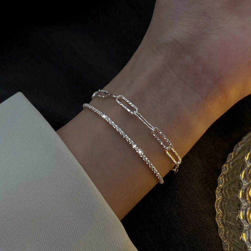 Fashion Silver Color Sparkling Adjustable Bracelets for Women Elegant Gypsophila Fine Bracelet New Party Jewelry Gifts