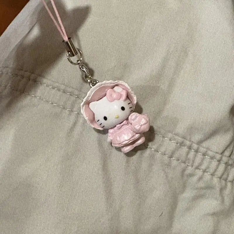 Cartoon Cute Sanrio Hello Kitty Keychain Bag Earphone Case Pendant Kawaii Mobile Phone Chain Handbag Hanging Ornaments Gifts