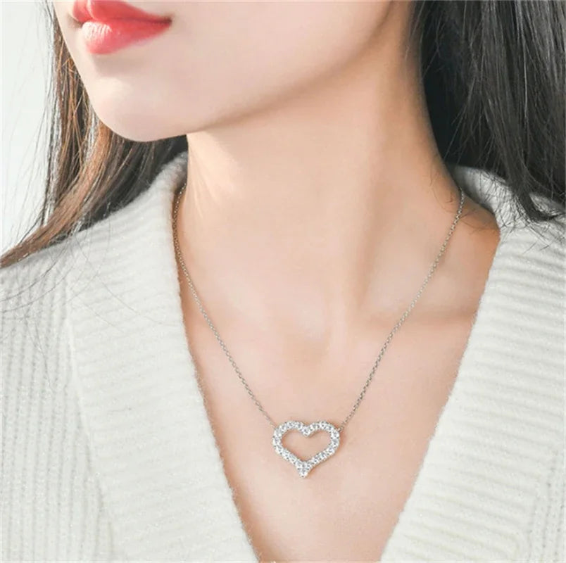 TBCYD 2CT D Color Moissanite Necklaces Heart Pendant For Women GRA Certified S925 Sliver Neck Chain Wedding Luxury Fine Jewelry