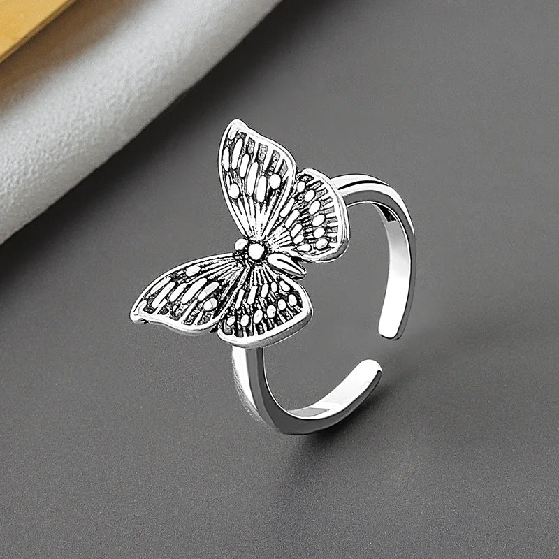 PANJBJ 925 Sterling Silver Bowknot Heart Ring – Adjustable Romantic Minimalist Jewelry Gift for Women