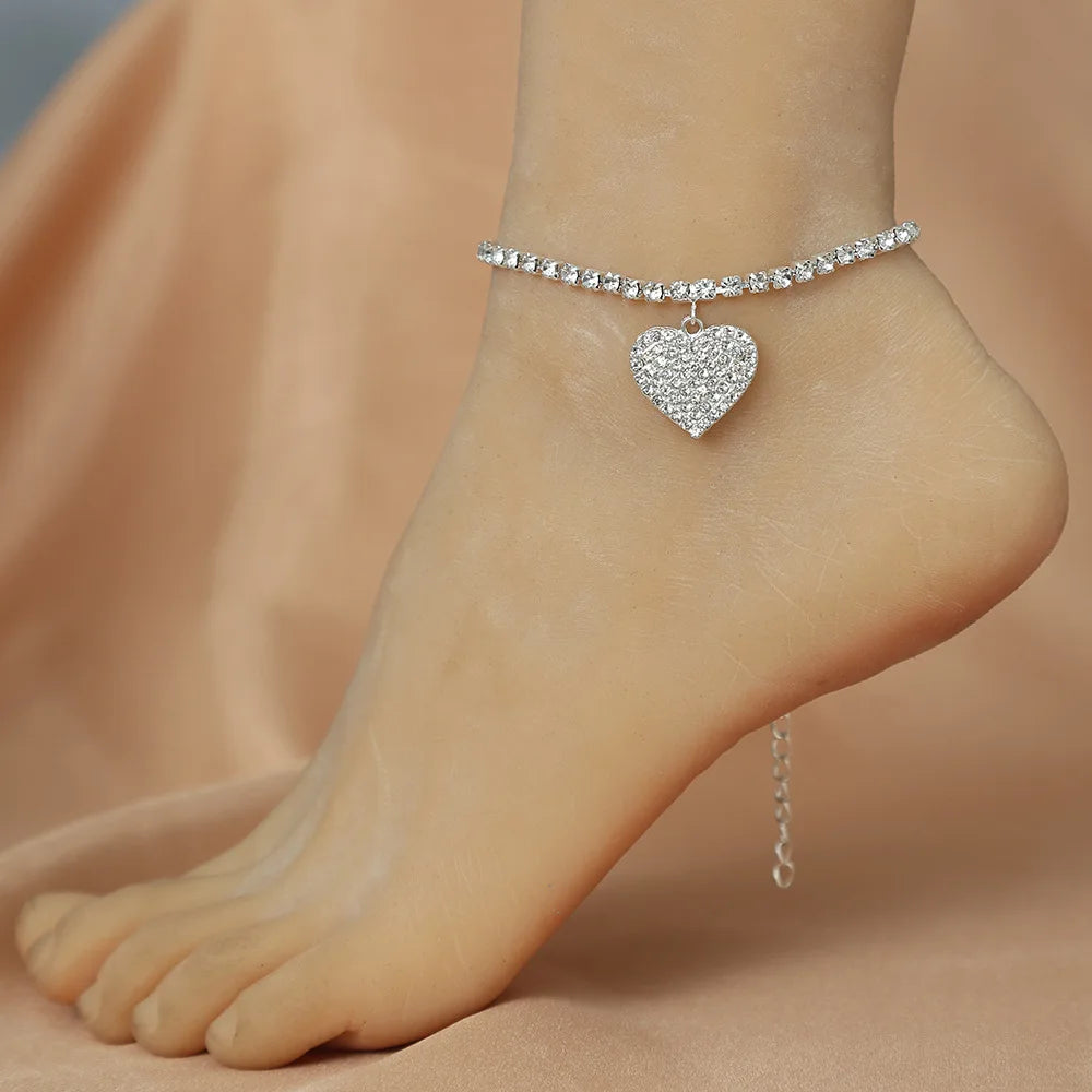 Luxury Rhinestone Chain Anklet for Women – Shiny Crystal Ankle Bracelet | Elegant Foot Jewelry for Wedding & Party