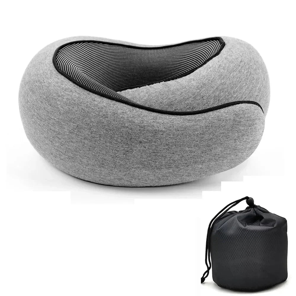 Ergonomic Memory Foam Travel Neck Pillow – Portable U-Shaped Snail Style for Airplane, Car, Office Nap & Home Use