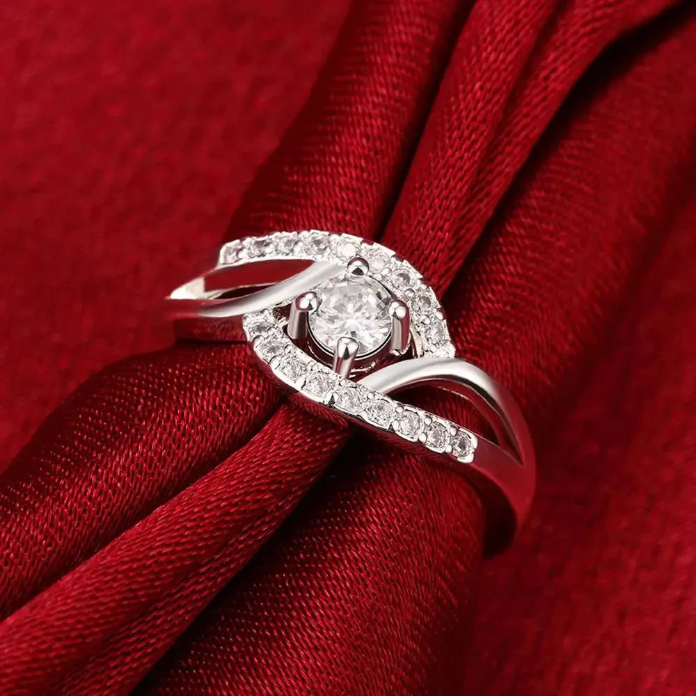 925 Sterling Silver Zircon Diamond Ring – Shiny Streetwear Engagement & Wedding Jewelry for Women | Fashion Gift