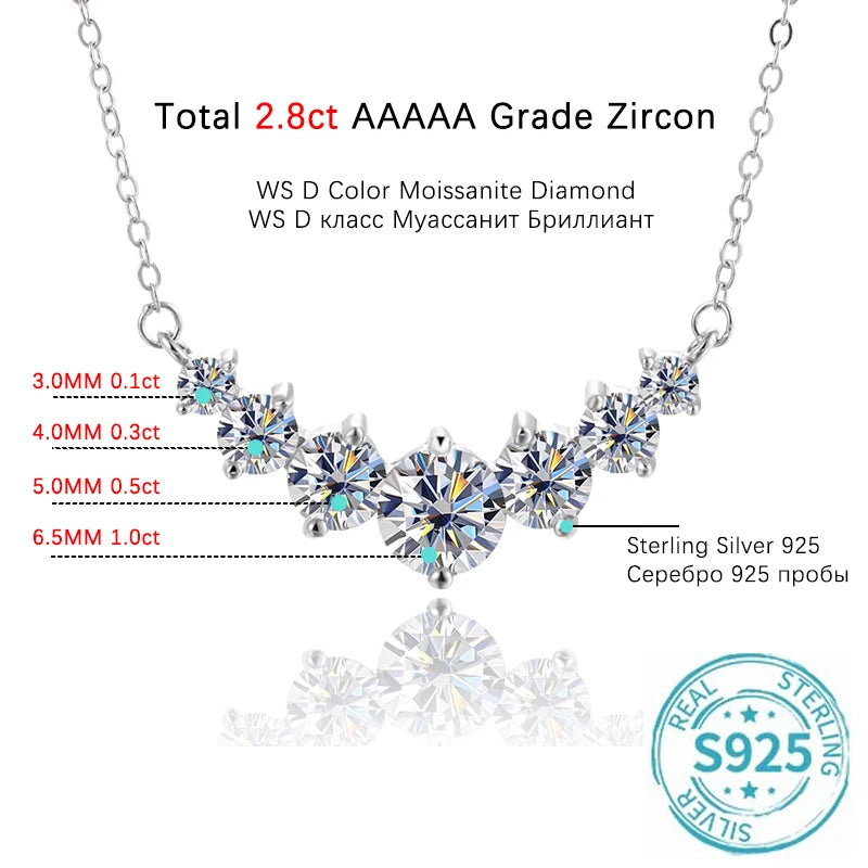 ALIZERO 1.7 Carat D Color VVS1 Moissanite Necklace For Women Fine Jewelry 925 Sterling Sliver Plated 18k White Gold Necklace