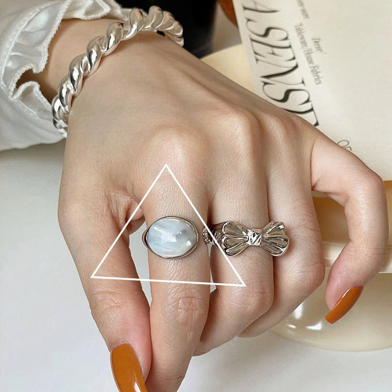 VENTFILLE 925 Sterling Silver Minimalism Cross Knot Thai Silver Rings Open Finger Ring For Women Men Jewelry Gifts