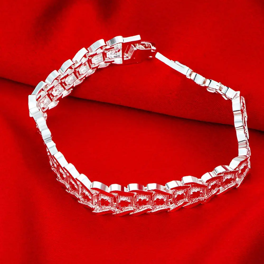 DOTEFFIL 925 Sterling Silver Wide Wristband Bracelet – Elegant Statement Jewelry for Women | Wedding, Engagement & Party Wear