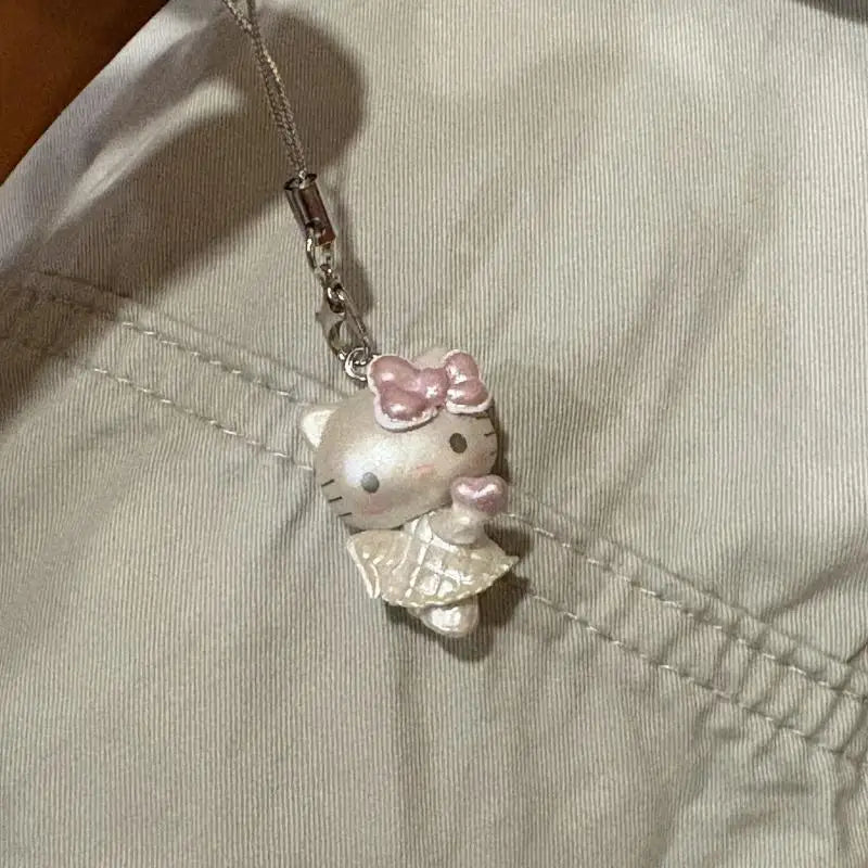 Cartoon Cute Sanrio Hello Kitty Keychain Bag Earphone Case Pendant Kawaii Mobile Phone Chain Handbag Hanging Ornaments Gifts