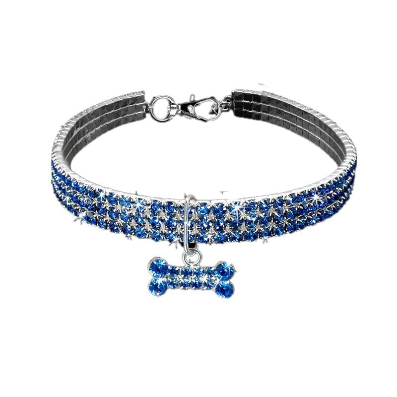 Explosive Manufacturers Pet Products Three-row Elastic Necklace Pet Collar Bones Dog Accessories Cross-border E-commerce