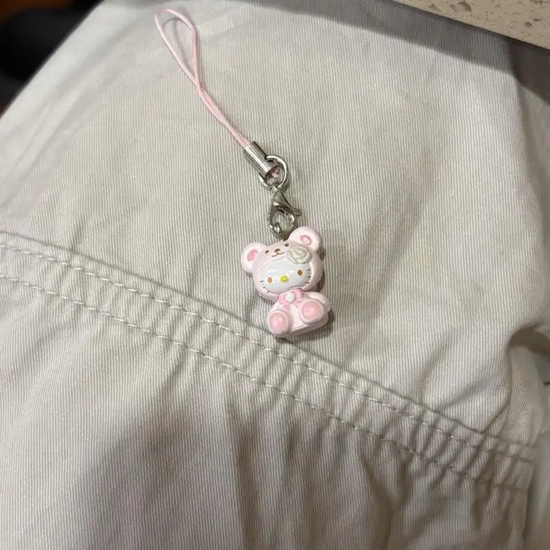 Cartoon Cute Sanrio Hello Kitty Keychain Bag Earphone Case Pendant Kawaii Mobile Phone Chain Handbag Hanging Ornaments Gifts