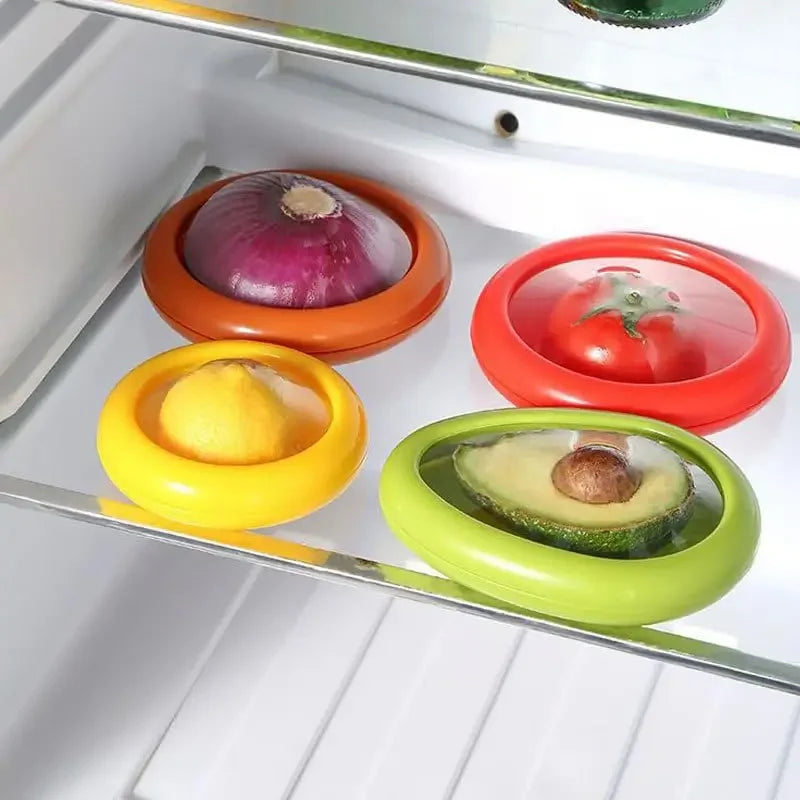 4 PCS Avocado Saver Tomato Holder, Fresh Stretch Pod Lemon Tomato Saver Storage Keeper Reusable Fridge Storage Containers Box