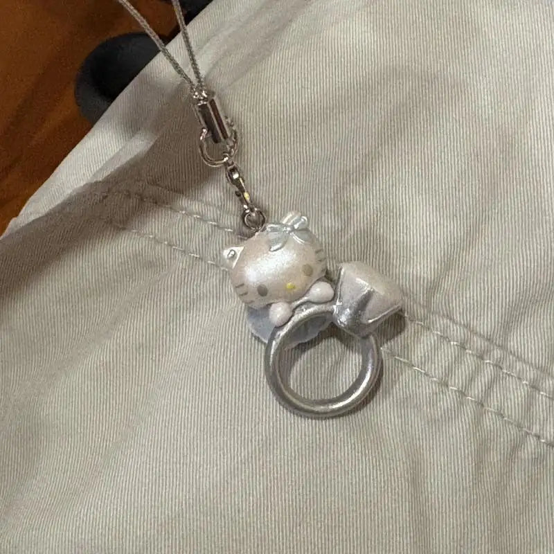 Cartoon Cute Sanrio Hello Kitty Keychain Bag Earphone Case Pendant Kawaii Mobile Phone Chain Handbag Hanging Ornaments Gifts