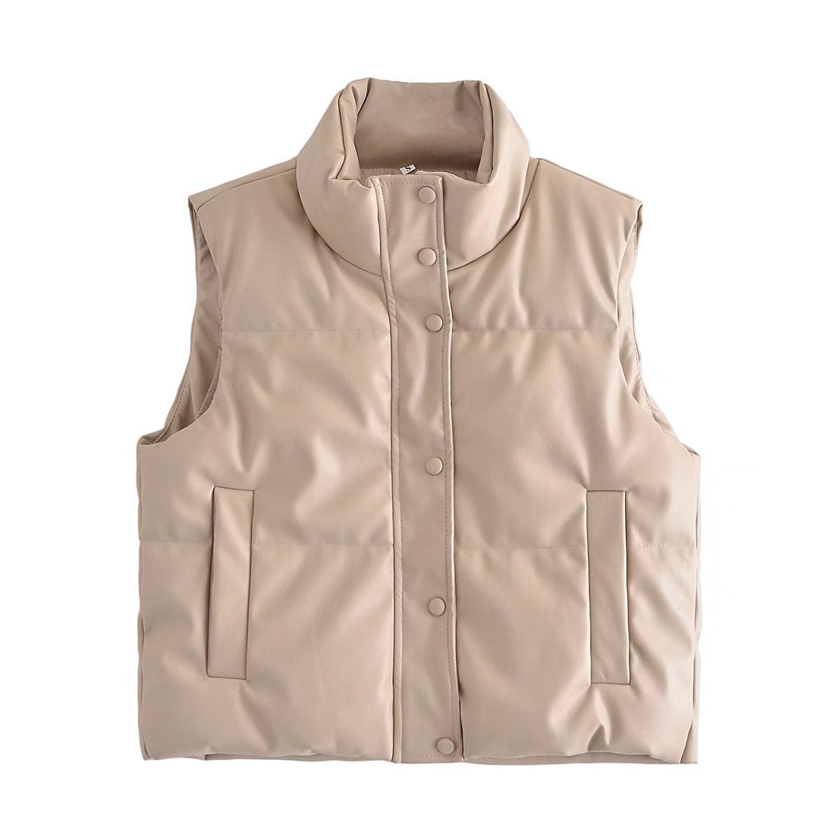 2025 Winter New Women's European and American Style Street Fashion Casual Leather Cotton Vest Jacket