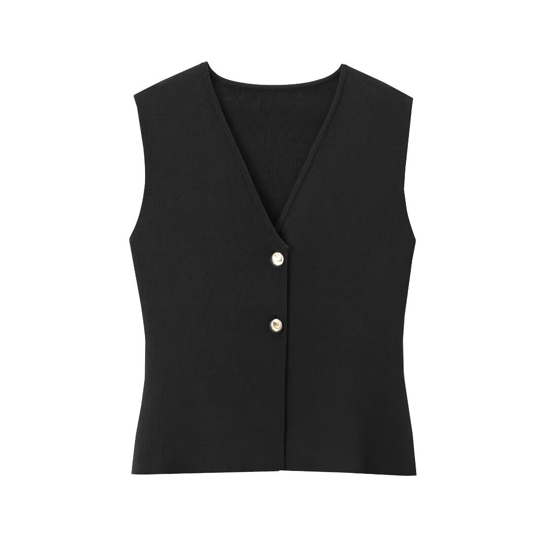 TRAFZA 2-Piece Knitted Vest & Skirt Set – European & American INS Style | Women's Casual Fashion Sleeveless Autumn Outfit