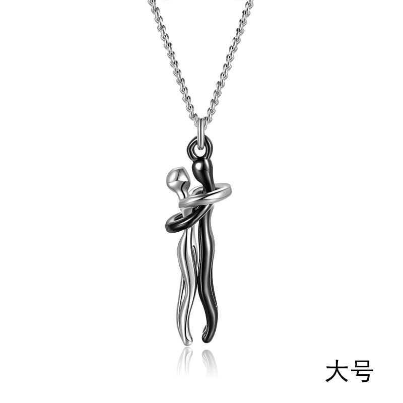 Original Couple Hug Pendant Necklace Female Black Fashion Pendant Couple Necklace Lover Witness Jewelry Wholesale