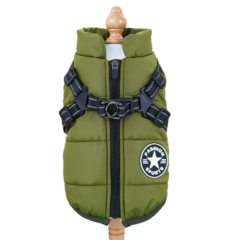 Pet clothes cross-border waterproof thick warm dog cat cotton coat winter chest back cotton vest supplies wholesale