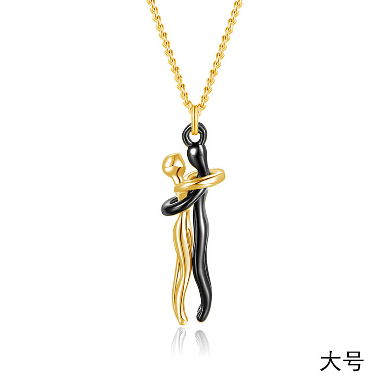 Original Couple Hug Pendant Necklace Female Black Fashion Pendant Couple Necklace Lover Witness Jewelry Wholesale
