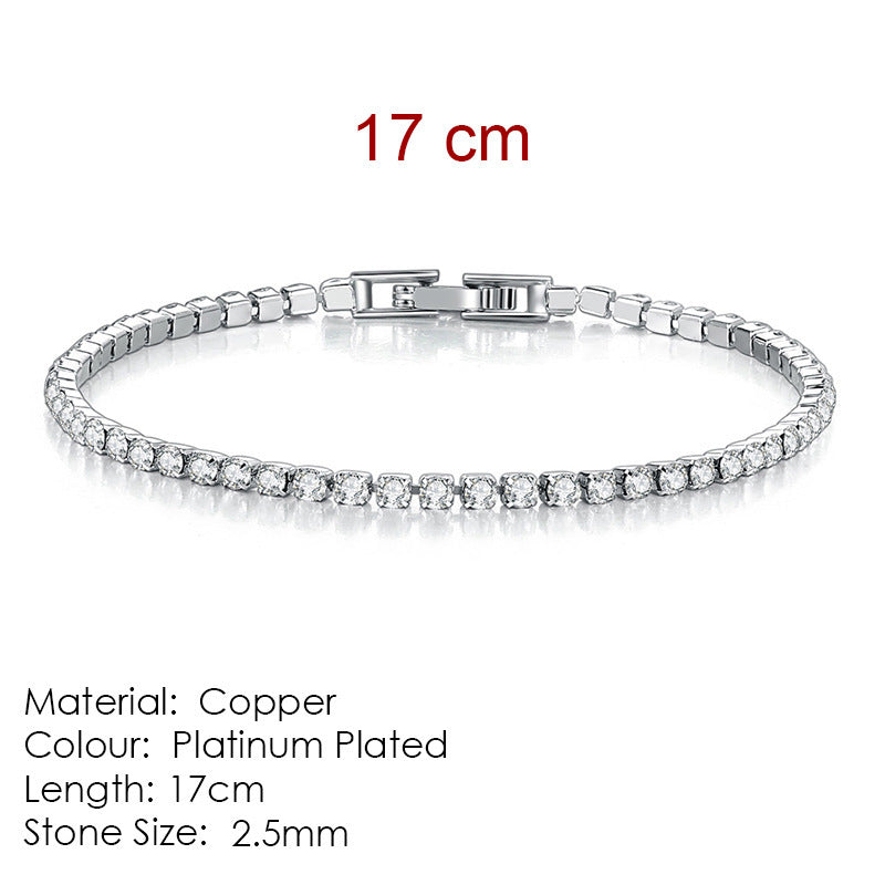 Cross-border popular 2.5mm single row full diamond crystal women's bracelet set with 3A round zirconia tennis stacking bracelet wholesale