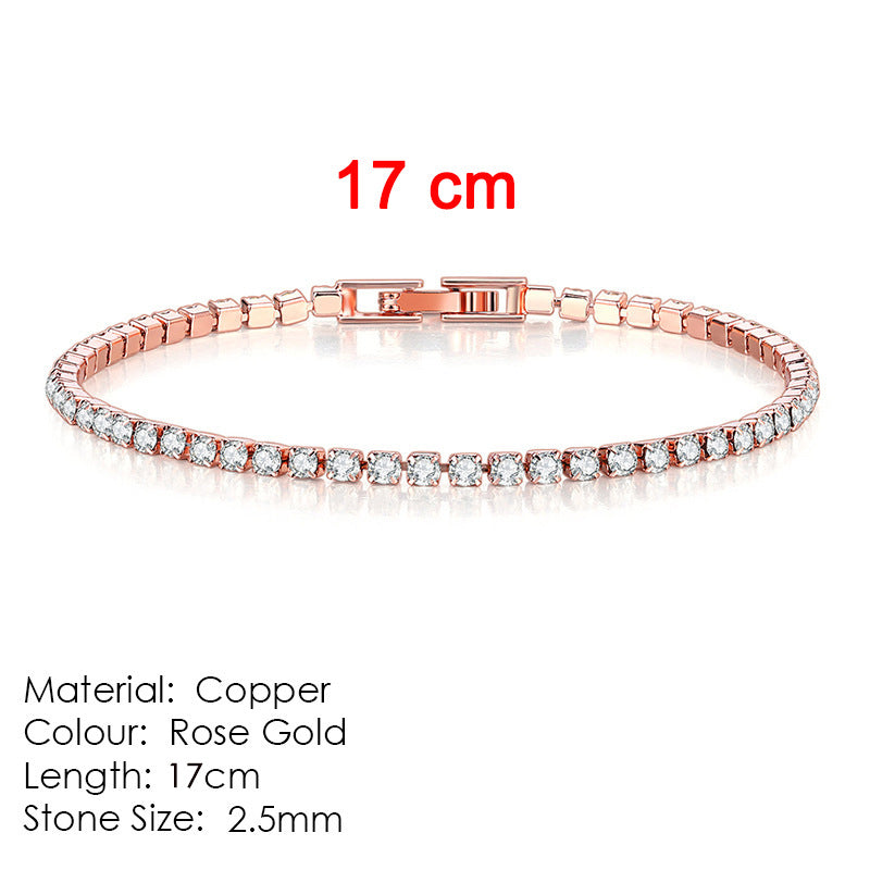 Cross-border popular 2.5mm single row full diamond crystal women's bracelet set with 3A round zirconia tennis stacking bracelet wholesale