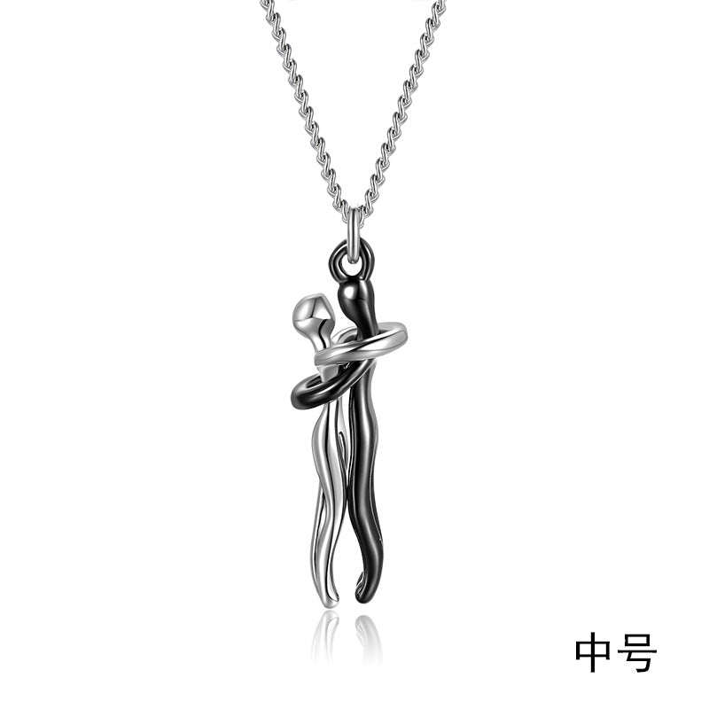 Original Couple Hug Pendant Necklace Female Black Fashion Pendant Couple Necklace Lover Witness Jewelry Wholesale