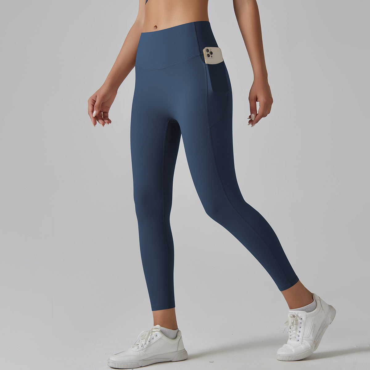 High waist nude yoga pants for women seamless quick-drying tight pocket running sanded fitness pants hip lifting sports yoga clothes