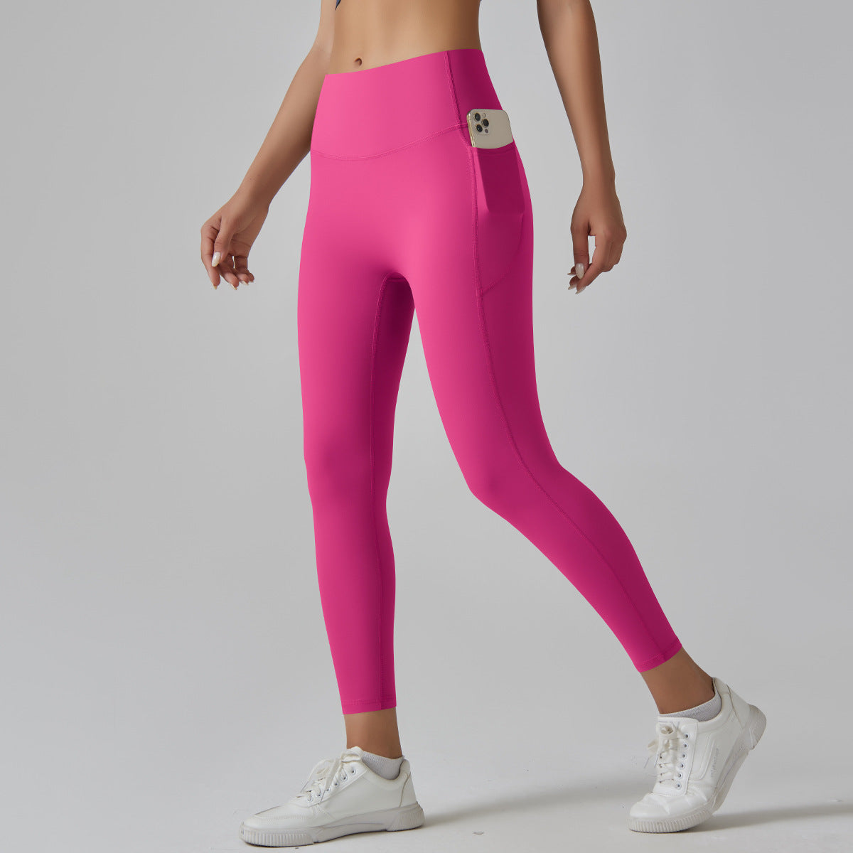 High waist nude yoga pants for women seamless quick-drying tight pocket running sanded fitness pants hip lifting sports yoga clothes