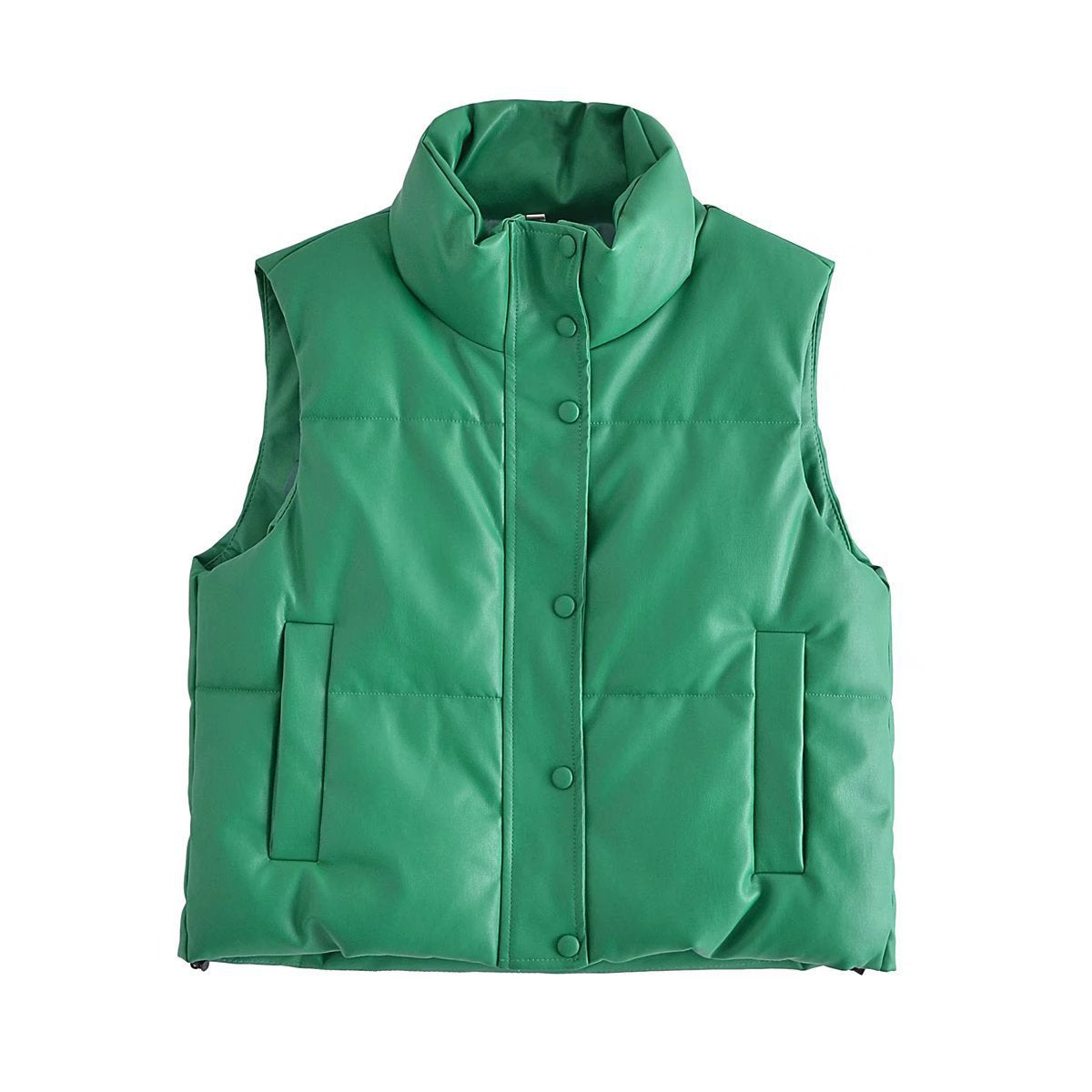 2025 Winter New Women's European and American Style Street Fashion Casual Leather Cotton Vest Jacket