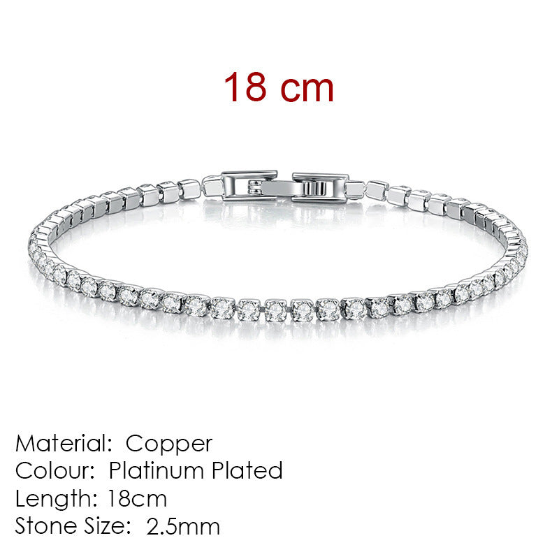 Cross-border popular 2.5mm single row full diamond crystal women's bracelet set with 3A round zirconia tennis stacking bracelet wholesale