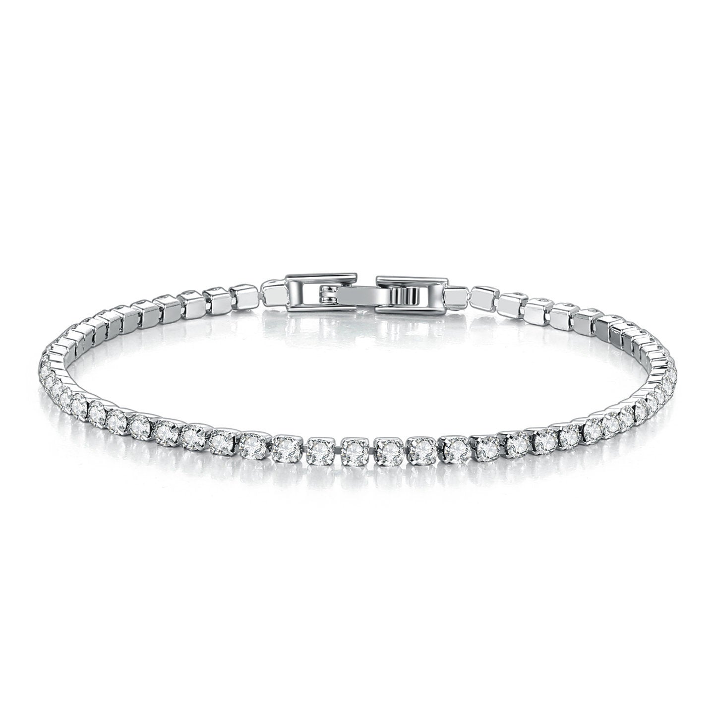 Cross-border popular 2.5mm single row full diamond crystal women's bracelet set with 3A round zirconia tennis stacking bracelet wholesale