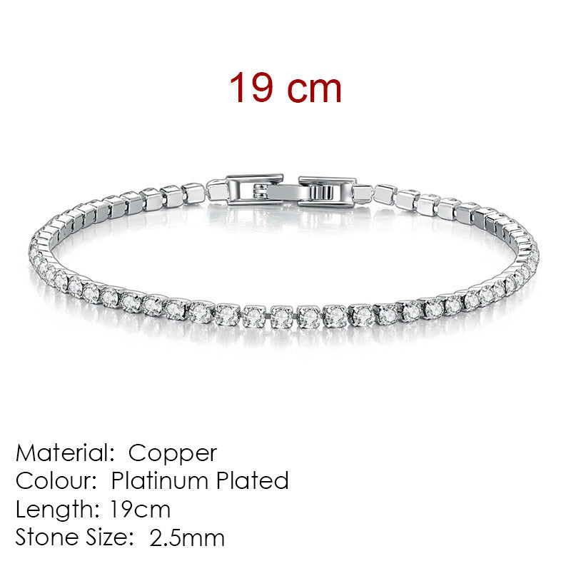 Cross-border popular 2.5mm single row full diamond crystal women's bracelet set with 3A round zirconia tennis stacking bracelet wholesale