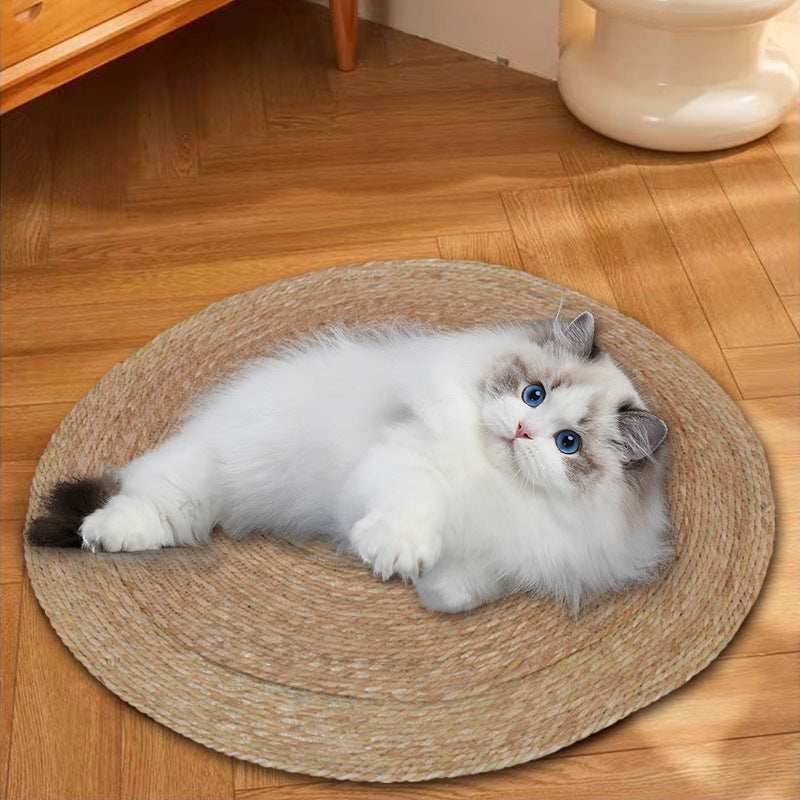 Universal straw woven winter warm cat bed cat grass woven cat supplies four seasons super large pet bed spot cross-border