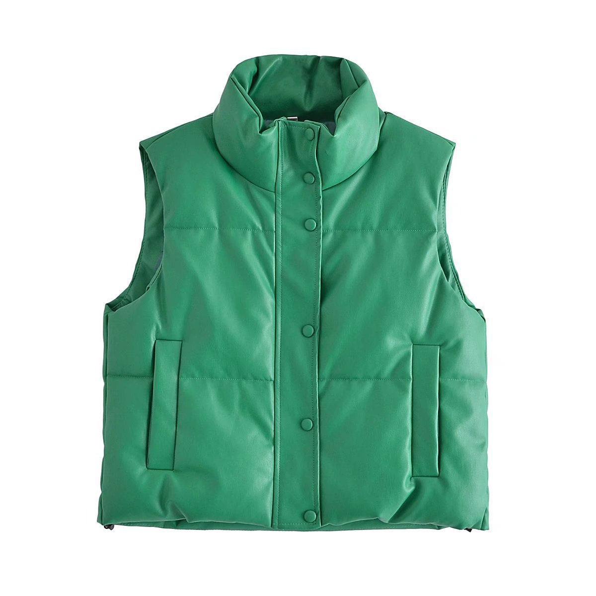 2025 Winter New Women's European and American Style Street Fashion Casual Leather Cotton Vest Jacket