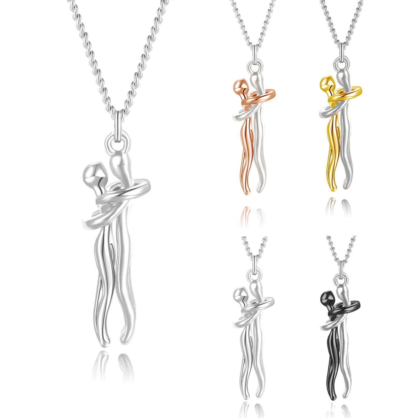Original Couple Hug Pendant Necklace Female Black Fashion Pendant Couple Necklace Lover Witness Jewelry Wholesale